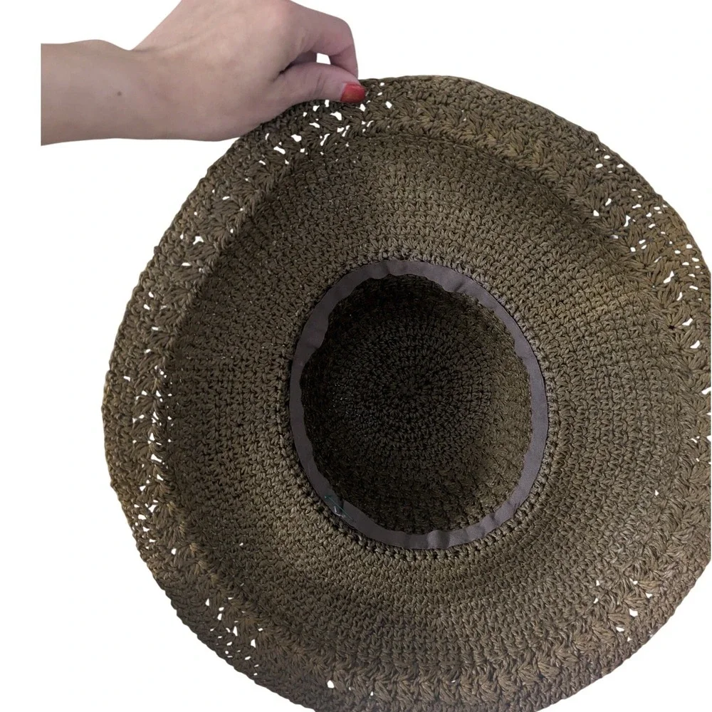 Womens Boho-Chic Hand-Crochet Raffia Sun Hat